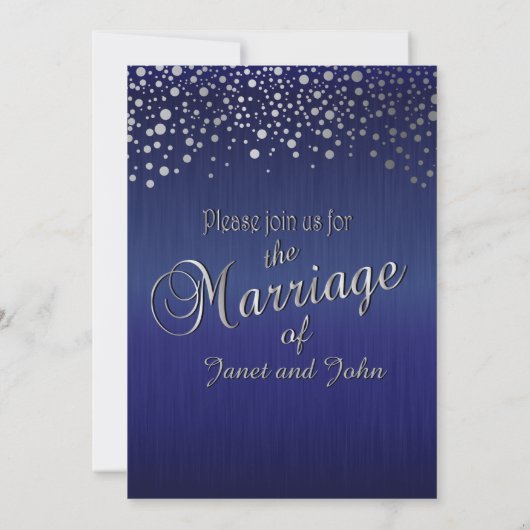 Stijlvol zilveren Confetti Stippen | Sapphire Blue Kaart (Achterkant)