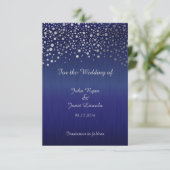 Stijlvol zilveren Confetti Stippen | Sapphire Blue Save The Date (Staand voorkant)