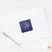 Stijlvol zilveren Confetti Stippen | Sapphire Blue Vierkante Sticker (Envelop)