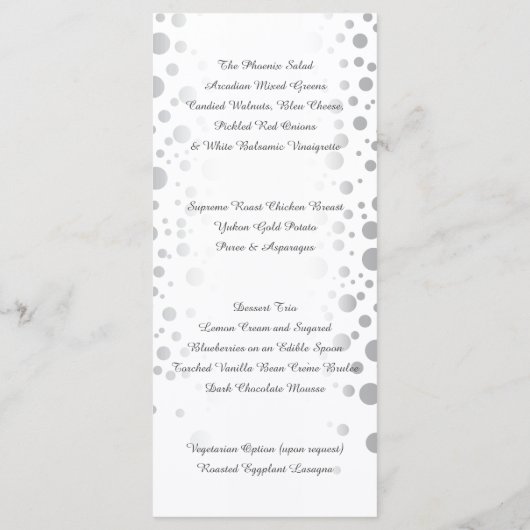 Stijlvol zilveren Confetti Stippen | Witte achterg Menu (Achterkant)