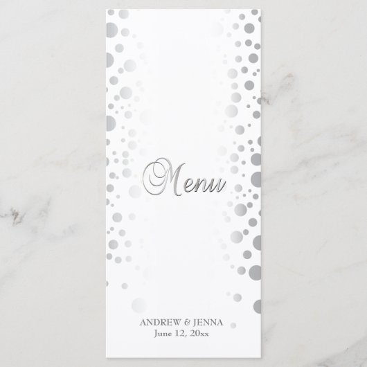 Stijlvol zilveren Confetti Stippen | Witte achterg Menu (Voorkant)