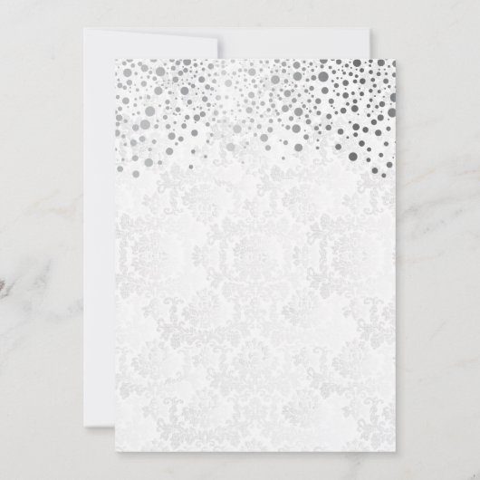 Stijlvol zilveren Confetti Stippen | Witte uitnodi Kaart (Achterkant)