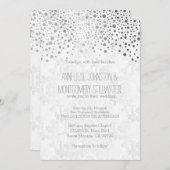 Stijlvol zilveren Confetti Stippen | Witte uitnodi Kaart (Voorkant / Achterkant)