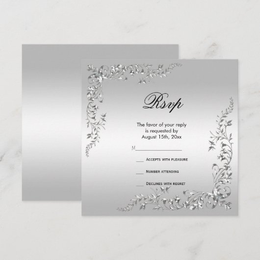 Stijlvol zilveren decoratie-Jubileum RSVP (Voorkant / Achterkant)