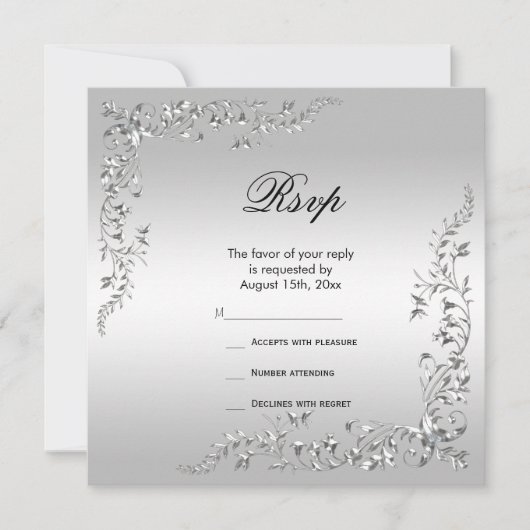 Stijlvol zilveren decoratie-Jubileum RSVP (Voorkant)