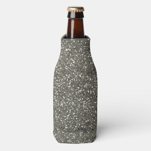 Stijlvol zilveren glitter flesjeskoeler (Fles Voorkant)