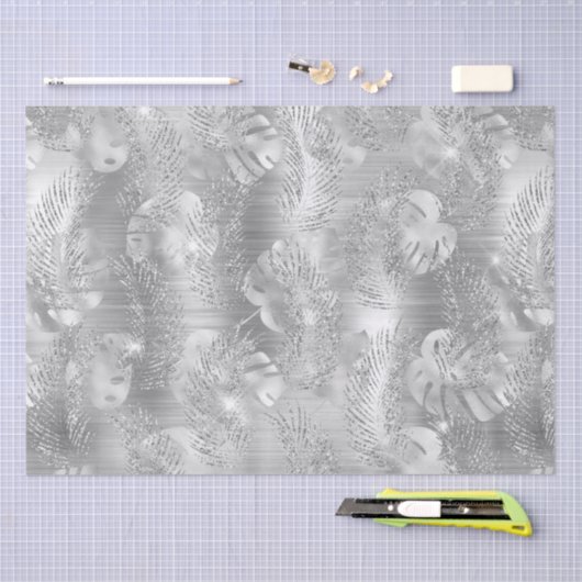 Stijlvol zilveren glitter tropisch Oerwoud lekt Tissuepapier (Craft)