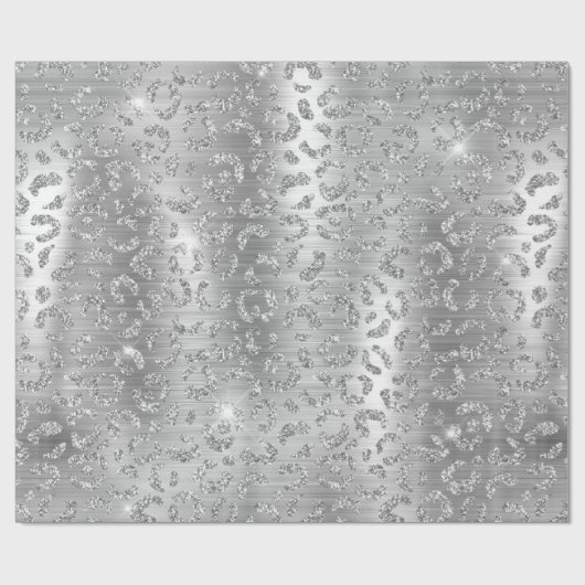 Stijlvol zilveren glitter Wild Leopard Spots Patro Cadeaupapier (Vlak)