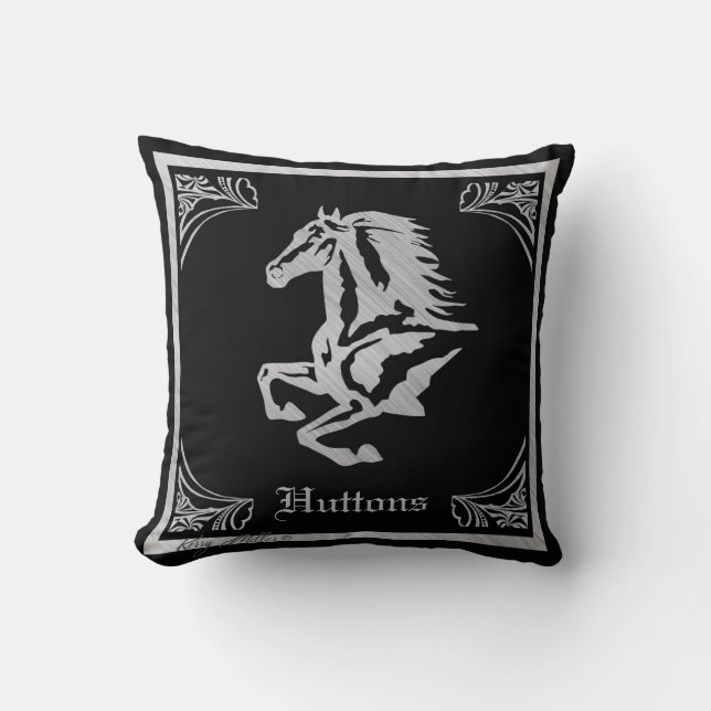STIJLVOL ZILVEREN PAARD SILHOUET KUSSEN (Voorkant)