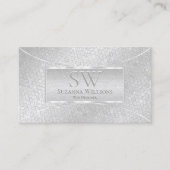 Stijlvol zilveren slangenpatroon met monogram visitekaartje (Voorkant)