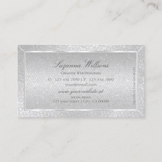 Stijlvol, zilveren slanke patroon met Logo Chic Visitekaartje (Achterkant)