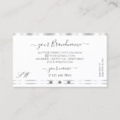 Stijlvol zilveren witte mousserende diamanten Init Visitekaartje (Achterkant)