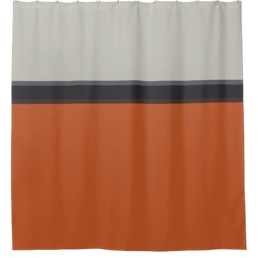 Stijlvol zilvergrijs Oranje patroon met rode strep Douchegordijn (Voorkant)