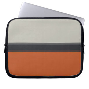 Stijlvol zilvergrijs Oranje patroon met rode strep Laptop Sleeve