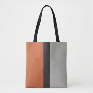 Stijlvol zilvergrijs Oranje patroon met rode strep Tote Bag