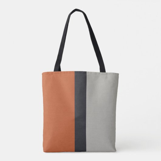 Stijlvol zilvergrijs Oranje patroon met rode strep Tote Bag (Achterkant)