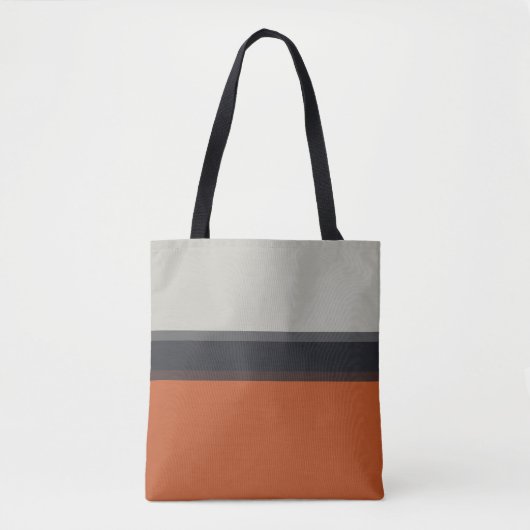 Stijlvol zilvergrijs Oranje patroon met rode strep Tote Bag (Voorkant)