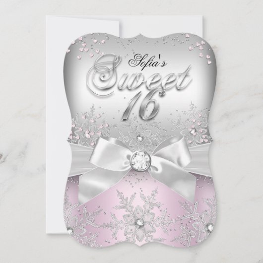 Stijlvol, zilverkleurig roze juwelen en zestien ke kaart (Voorkant)