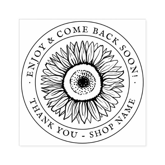 stijlvol  Zonnebloem Small Business Rubberstempel (Afrduk)
