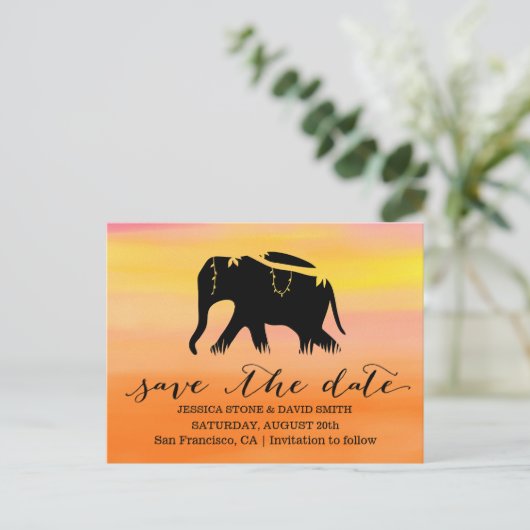 Stijlvol Zonnebruidshuwelijk sparen de Datum Aankondigingskaart (Staand voorkant)