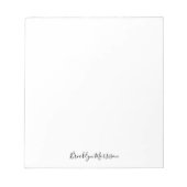 Stijlvol zwart aangepast script naam tekstmonogram notitieblok (Voorkant)