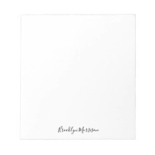 Stijlvol zwart aangepast script naam tekstmonogram notitieblok