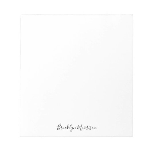 Stijlvol zwart aangepast script naam tekstmonogram notitieblok (Voorkant)