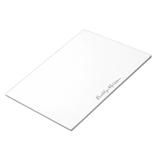 Stijlvol zwart aangepast script naam tekstmonogram notitieblok (Schuin)