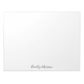 Stijlvol zwart aangepast script naam tekstmonogram notitieblok (Voorkant)