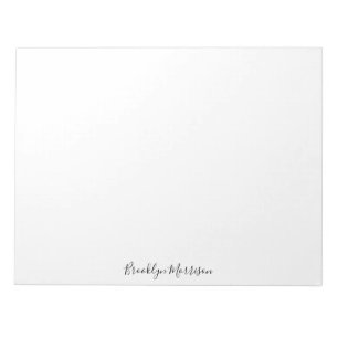 Stijlvol zwart aangepast script naam tekstmonogram notitieblok