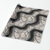 stijlvol zwart abstract modern cadeaupapier (Uitgerold)