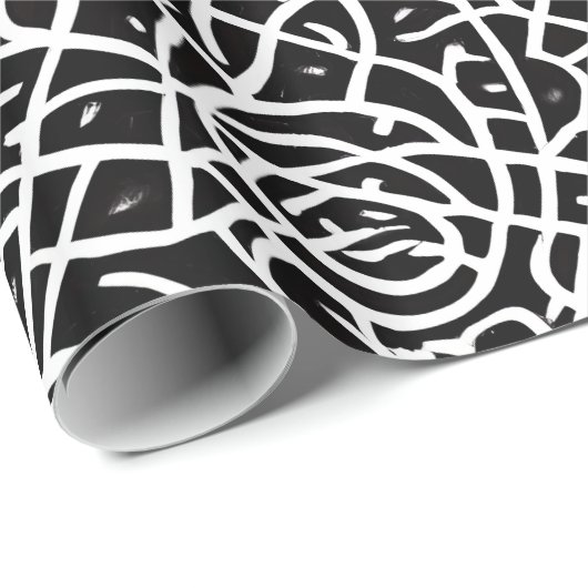 stijlvol zwart abstract modern verpakkingspapier cadeaupapier (Rol Hoek)