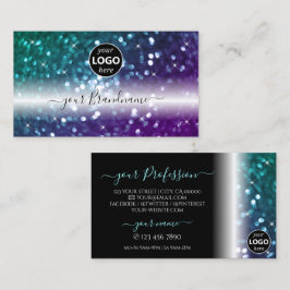 Stijlvol zwart Blauwgroen Paars glitter Voeg Logo  Visitekaartje