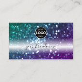 Stijlvol zwart Blauwgroen Paars glitter Voeg Logo  Visitekaartje (Voorkant)