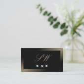 Stijlvol zwart-bruin monogram voor mousserende dia visitekaartje (Staand voorkant)