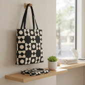 Stijlvol zwart en beige geometrisch patroon tote bag