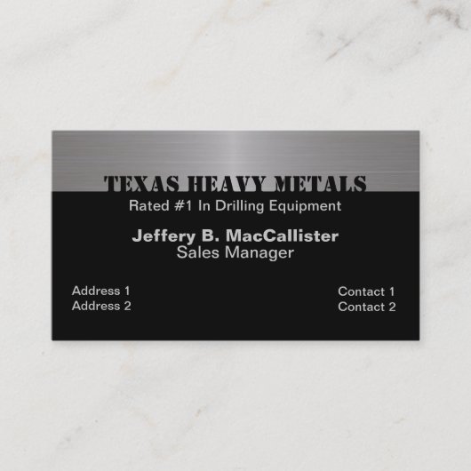Stijlvol zwart en geborsteld aluminium visitekaartje (Voorkant)