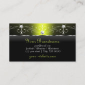 Stijlvol zwart en geel vierkant juwelen monogram visitekaartje (Achterkant)