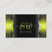 Stijlvol zwart en geel vierkant juwelen monogram visitekaartje (Voorkant)