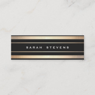 Stijlvol zwart en Gold Striped Modern Professional Mini Visitekaartje