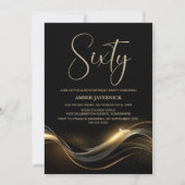 Stijlvol zwart en goud 60ste verjaardagsfeest kaart (Voorkant)