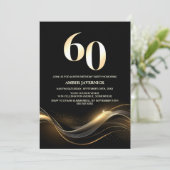Stijlvol zwart en goud 60ste verjaardagsfeest kaart (Staand voorkant)