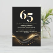 Stijlvol zwart en goud 65ste verjaardagsfeest kaart (Staand voorkant)