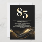 Stijlvol zwart en goud 85ste verjaardagsfeest kaart (Voorkant)