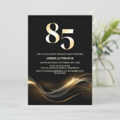 Stijlvol zwart en goud 85ste verjaardagsfeest kaart (Staand voorkant)