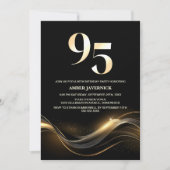 Stijlvol zwart en goud 95ste verjaardagsfeest kaart (Voorkant)