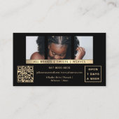 Stijlvol zwart en goud Afrikaans haarvlechten Visitekaartje (Achterkant)