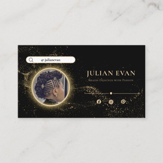 Stijlvol zwart en goud Afrikaans haarvlechten Visitekaartje (Voorkant)