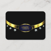 Stijlvol Zwart en Goud met Initialen Strass Visitekaartje (Voorkant)