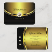 Stijlvol zwart en goud met mousserende diamanten visitekaartje (Voorkant / Achterkant)
